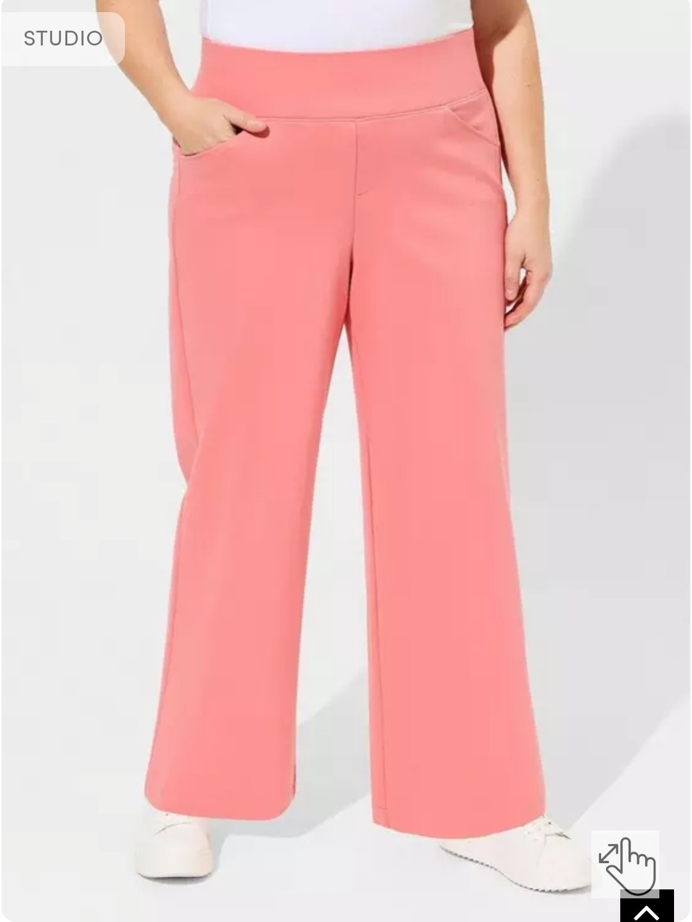 Wide-Leg Pull-On Pants in Coral